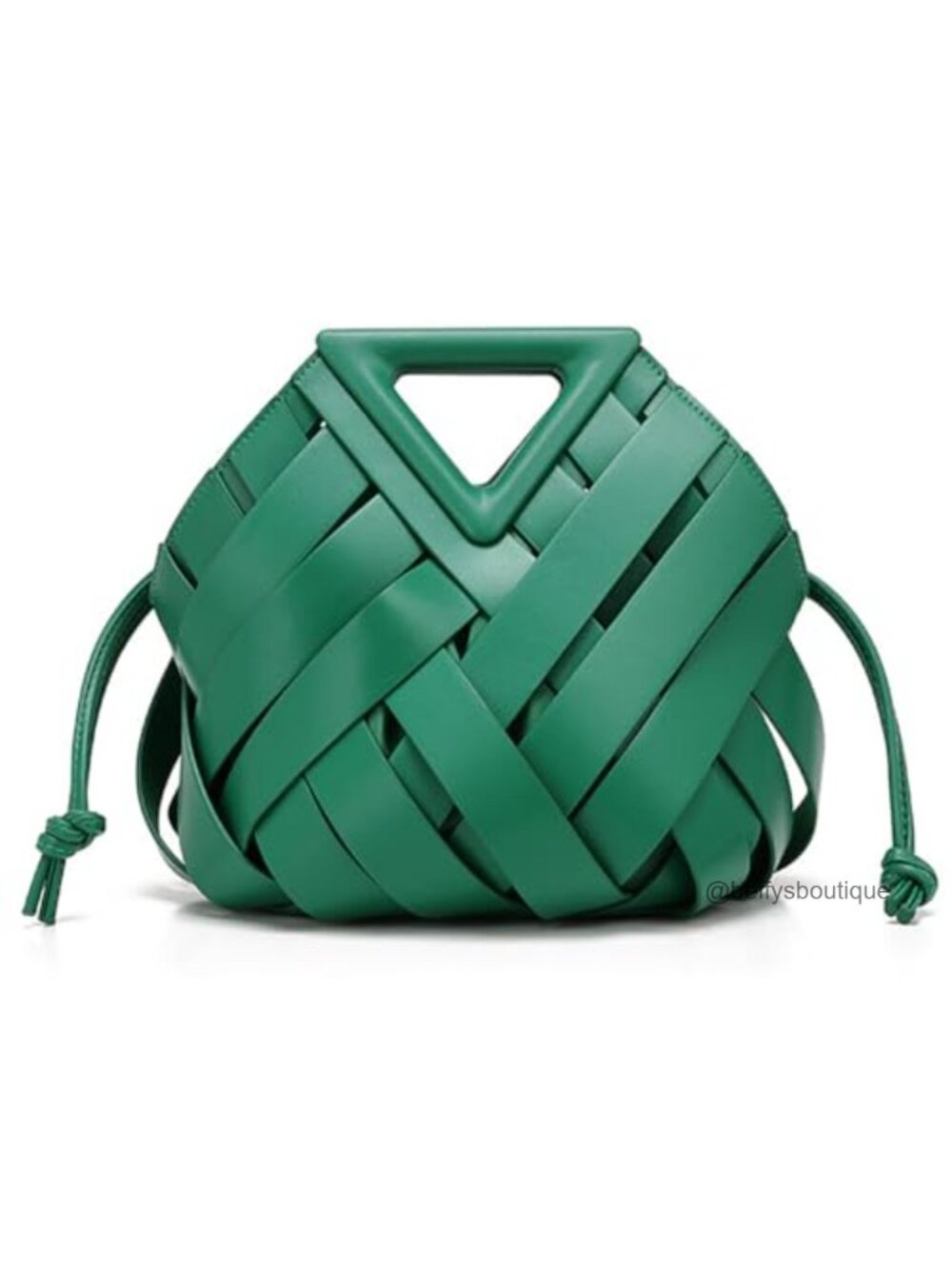 Woven Vegan Leather Clutch Crossbody Shoulder Bag Bucket Handbag